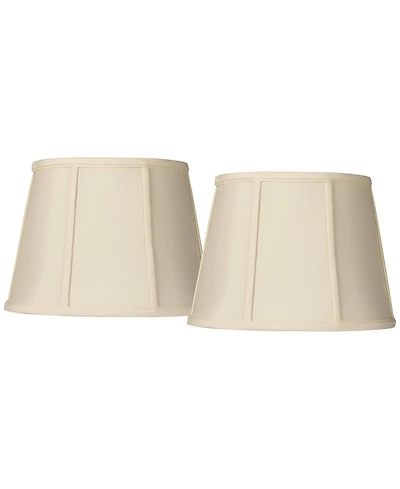 Springcrest Set of 2 Oval Lamp Shades Small 9" Wide x 6.5" Deep at Top 12" Wide x 8" Deep at Bottom 9" High Spider Harp Finial