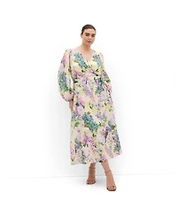 City Chic Women's Anastasia Hydrangea Print Wrap Maxi Dress