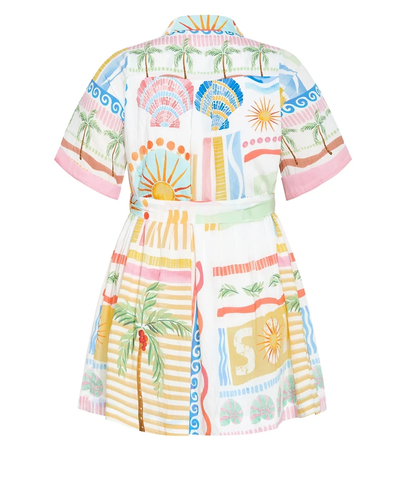 City Chic Women's Lia Sea Dream Placement Print Mini Dress