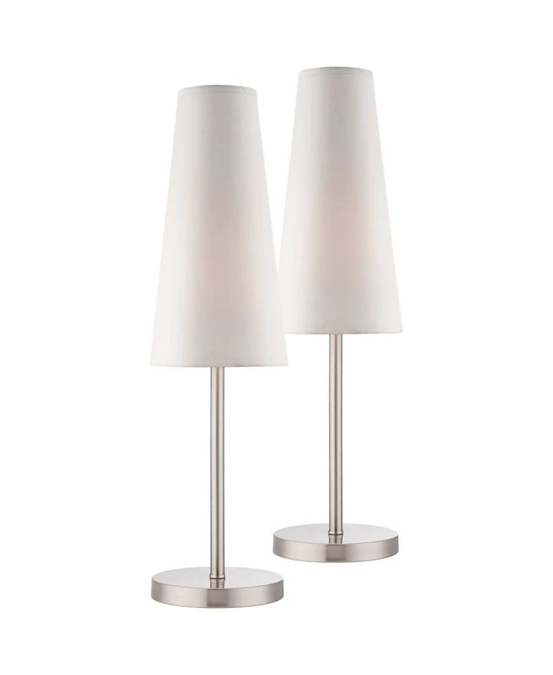 360 Lighting Snippet 26" High Modern Accent Table Lamps Set of 2 Brushed Nickel Finish Metal Living Room Bedroom Bedside