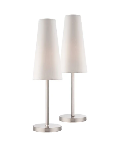 360 Lighting Snippet 26" High Modern Accent Table Lamps Set of 2 Brushed Nickel Finish Metal Living Room Bedroom Bedside