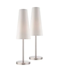 360 Lighting Snippet 26" High Modern Accent Table Lamps Set of 2 Brushed Nickel Finish Metal Living Room Bedroom Bedside
