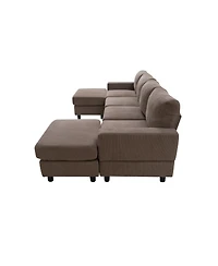 Streamdale Furniture 98.8" Oversized U-Shaped Corduroy 4-Seat Sectional Sofa with Double Chaise