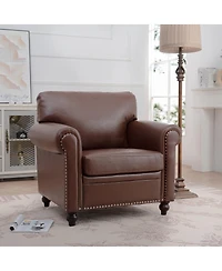 Streamdale Furniture Modern Pu Leather Accent Sofa with Birch Wood Legs and Nailhead Trim