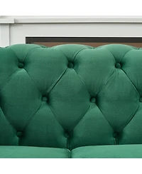 Streamdale Furniture 65" Chesterfield Velvet 2-Seater Sofa with Roll Arms and Nailhead Trim