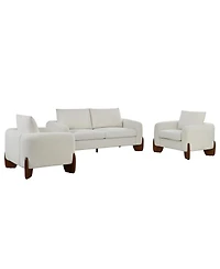 Streamdale Furniture 3-Piece Modern Boucle Sofa Set: 1 Loveseat and 2 Armchairs