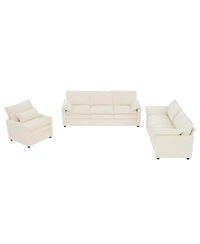 Streamdale Furniture Modern Plush Upholstered Sofa with Double-Layer Cushions and Side Pockets