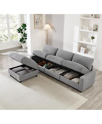 Streamdale Furniture 103.54" L-Shaped Modular Sectional Sofa with 4 Storage Ottomans