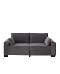 Streamdale Furniture 78" Modern Corduroy 3-Seater Sofa with Usb, Cup Holders, and Side Pocket