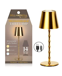Bell + Howell Bamboo Rechargeable Touch Control Led Table Lamp Cordless Portable Dimmable Light