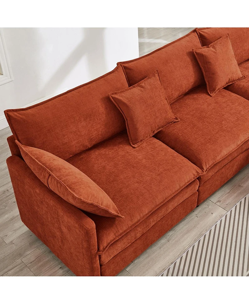 Streamdale Furniture 105" Modular Chenille L-Shape Sectional Sofa with Ottoman