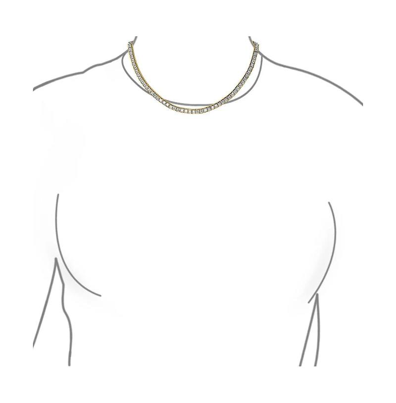 Bling Jewelry Cocktail Cubic Zirconia Princess Cut Channel Set Statement Tennis Necklace