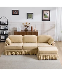 Streamdale Furniture 103.15" Modern Chenille L-Shaped Sectional Sofa with Ruffled Skirt