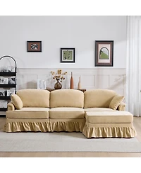 Streamdale Furniture 103.15" Modern Chenille L-Shaped Sectional Sofa with Ruffled Skirt