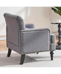 Streamdale Furniture Tufted Linen Fabric Club Accent Chair with Pillow