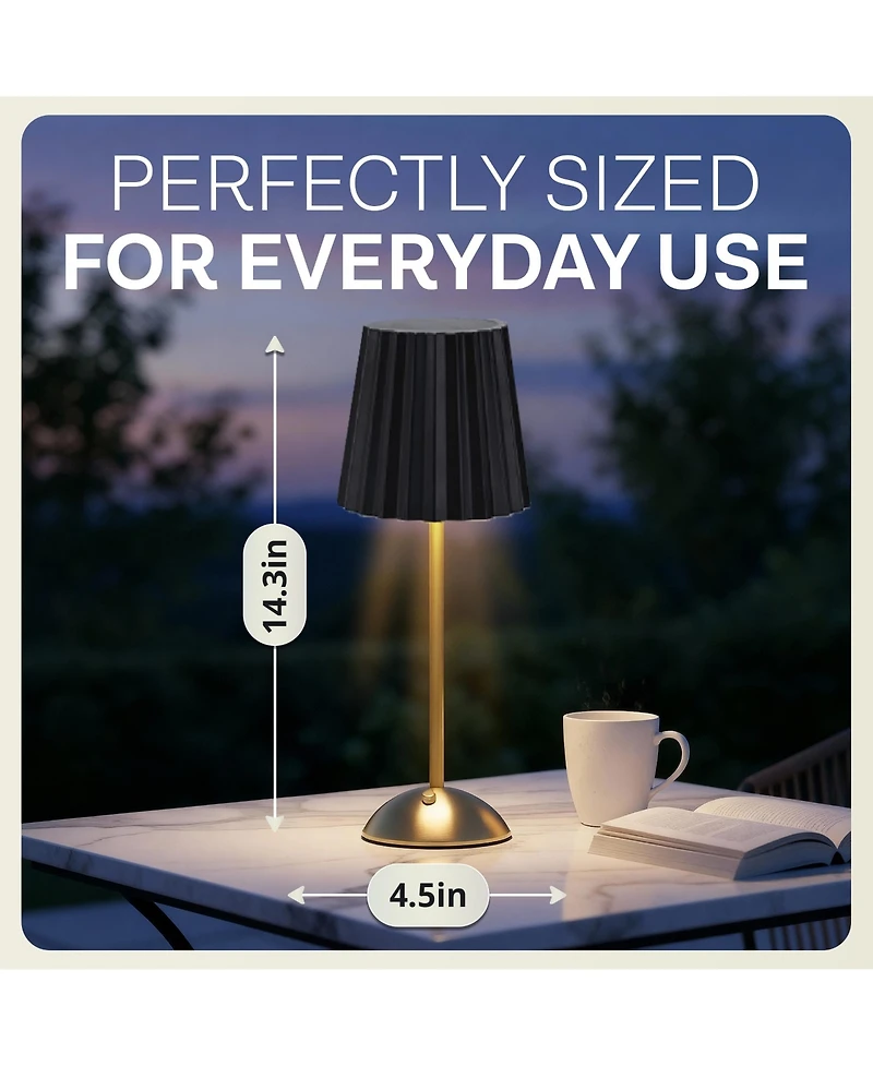 Bell + Howell Rechargeable Solar Wide Pleated Design Portable Indoor Outdoor Led Dimmable Modes Table Lamp