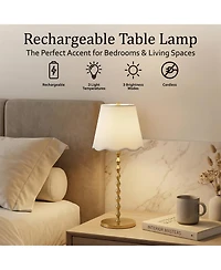 Bell + Howell Stem Scallop Shade Rechargeable Touch Control Led Dimmable Cordless Table Lamp