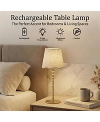 Bell + Howell Stem Scallop Shade Rechargeable Touch Control Led Dimmable Cordless Table Lamp