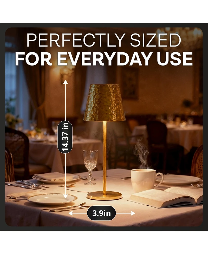 Bell + Howell Hammered Design Rechargeable Touch Control Led Table Lamp Cordless Portable Dimmable Light