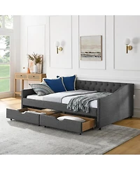 Streamdale Furniture Upholstered Full Size Daybed with Drawers and Tufted Back