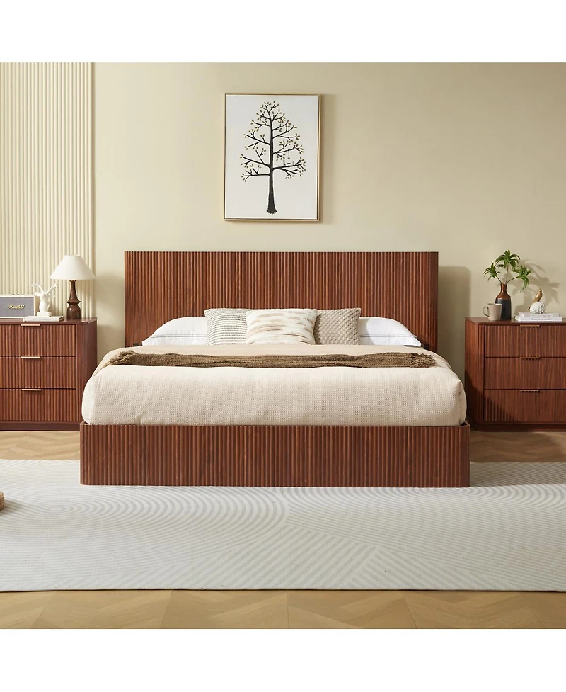 Streamdale Furniture Lift-Up Storage Bed Frame, Curved Wooden Design