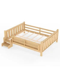 Streamdale Furniture Solid Wood Floor Bed with Storage Bookcases and Stairs