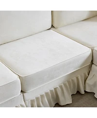 Streamdale Furniture 103'' Modern Ruffled Pleated Skirt L-Shaped Chenille Cloud Sofa with Ottoman