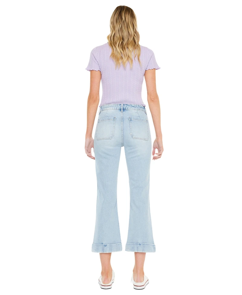 KanCan Women's Angelina High Rise Crop Flare Jeans