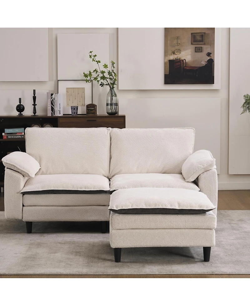 Streamdale Furniture 70.87" Two-Tone L-Shaped Modular Sectional Sofa with Ottoman