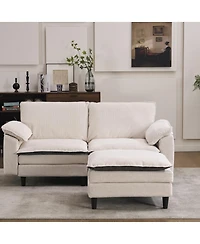 Streamdale Furniture 70.87" Two-Tone L-Shaped Modular Sectional Sofa with Ottoman