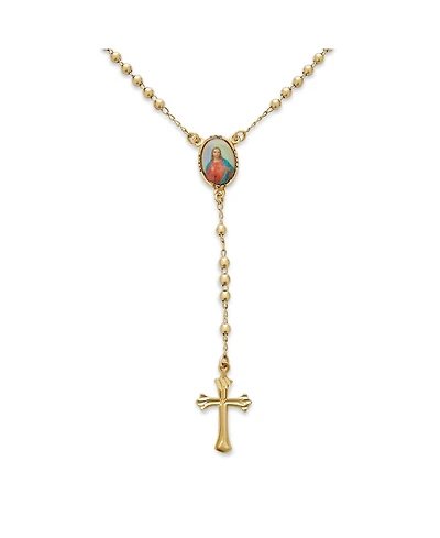 Bling Jewelry Religious Prayer Rosario Beads Scared Heart of Jesus Cross Rosary Beads Necklace 18K Gold Plated