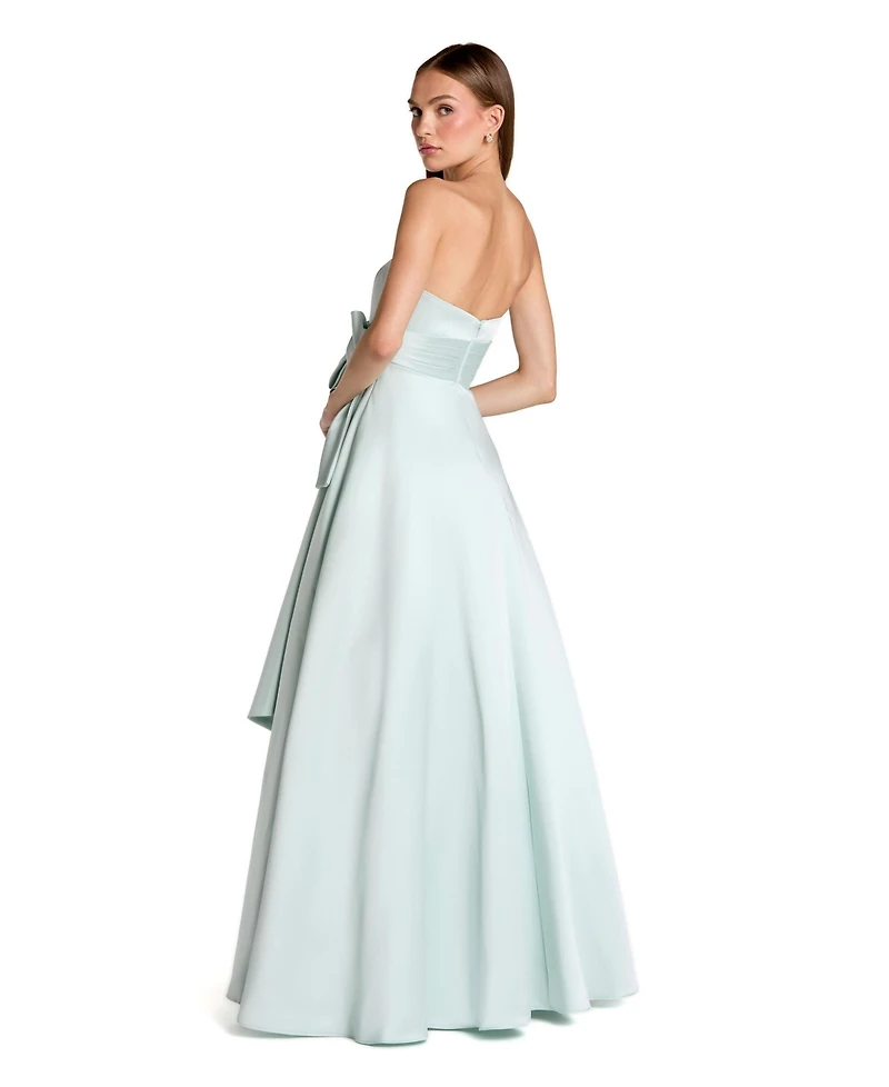 Mac Duggal Women's Strapless Satin Ballgown with Statement Bow Detail