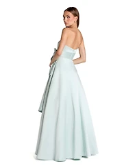 Mac Duggal Women's Strapless Satin Ballgown with Statement Bow Detail