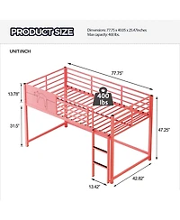 Streamdale Furniture Metal House Bed with Guardrail and Caddy