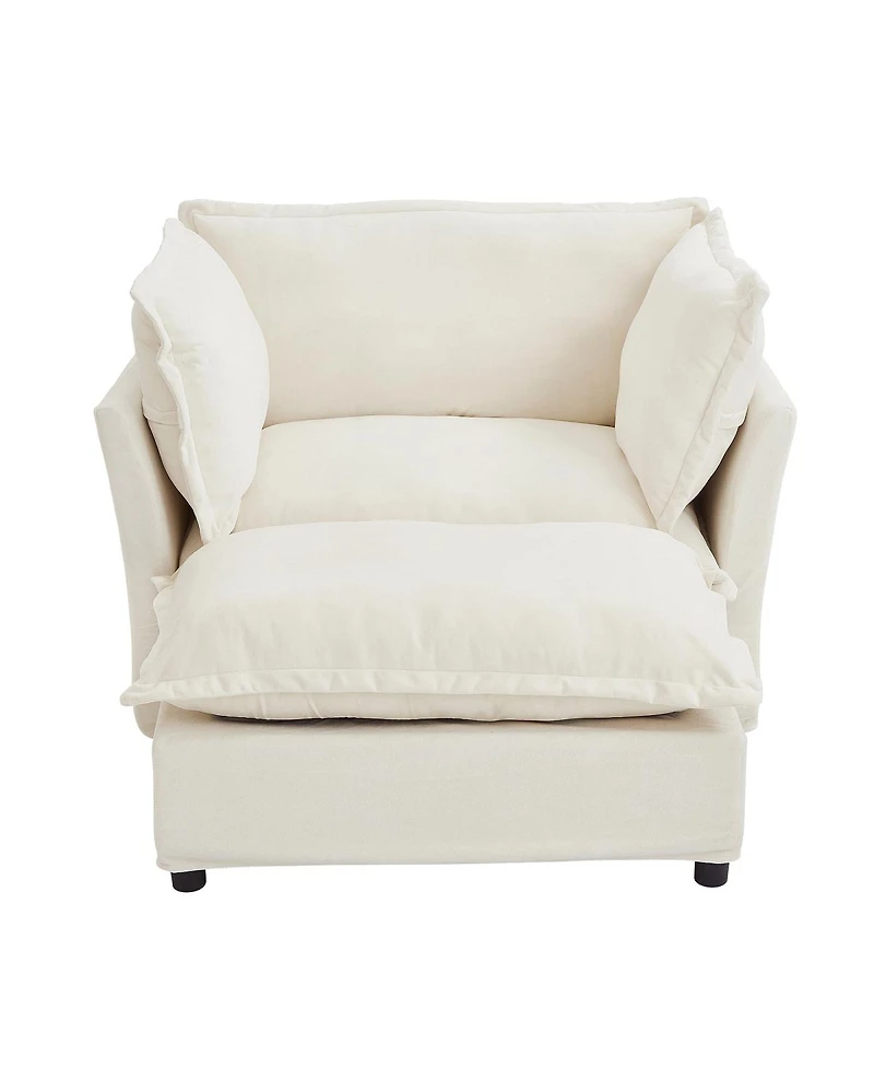 Streamdale Furniture Modern Armchair Sofa with Movable Ottoman and Soft Pillows