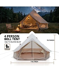 Streamdale Furniture 4-Season 9.8feet Waterproof Bell Tent with Stove Jack for Camping