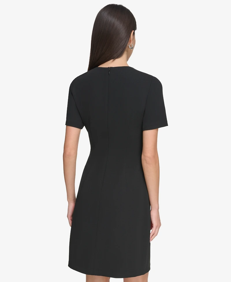 Dkny Petite Jewel Neck Asymmetric Pleated Skirt Dress