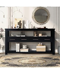 Streamdale Furniture 61.5'' Large 4-Drawer Console Table with 3-Tier Open Shelves