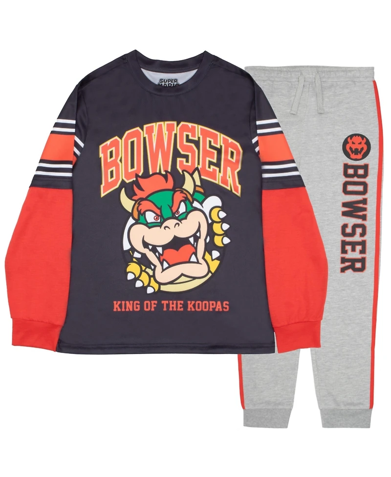 Super Mario Boys Bowser 2 Piece Long Sleeve T-Shirt and Jogger Pants Set