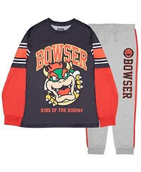 Super Mario Boys Bowser 2 Piece Long Sleeve T-Shirt and Jogger Pants Set