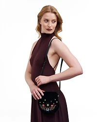 Fable England Women's Kate Celestial Velvet Embroidered Saddle Bag