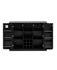Streamdale Furniture U-Style 47.2" Counter Height Bar Cabinet with Foldable Top and Power Outlet