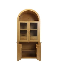 Streamdale Furniture 71" Fluted Arched Pantry Cabinet with Adjustable Shelves and Glass Door