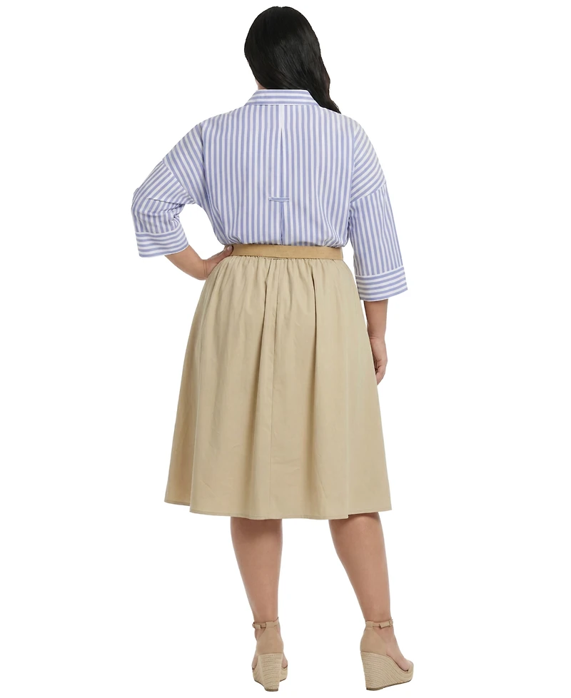 London Times Plus Notch Neck Flutter-Sleeve Midi Dress