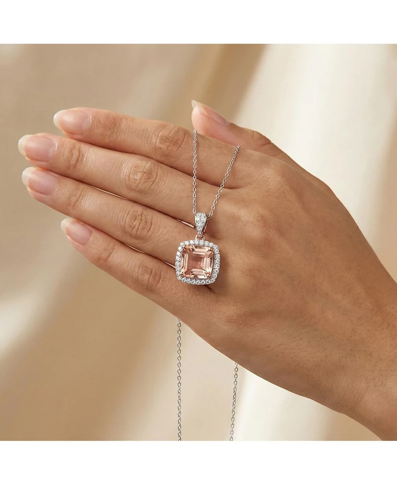 Genevive Elegant Gold Plated Cushion-Cut Cz Pendant Necklace