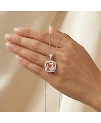 Genevive Elegant Gold Plated Cushion-Cut Cz Pendant Necklace