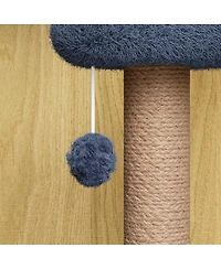 Streamdale Furniture 31.5" Light Wood Cat Litter Cabinet with Cat Tree and Storage Shelves