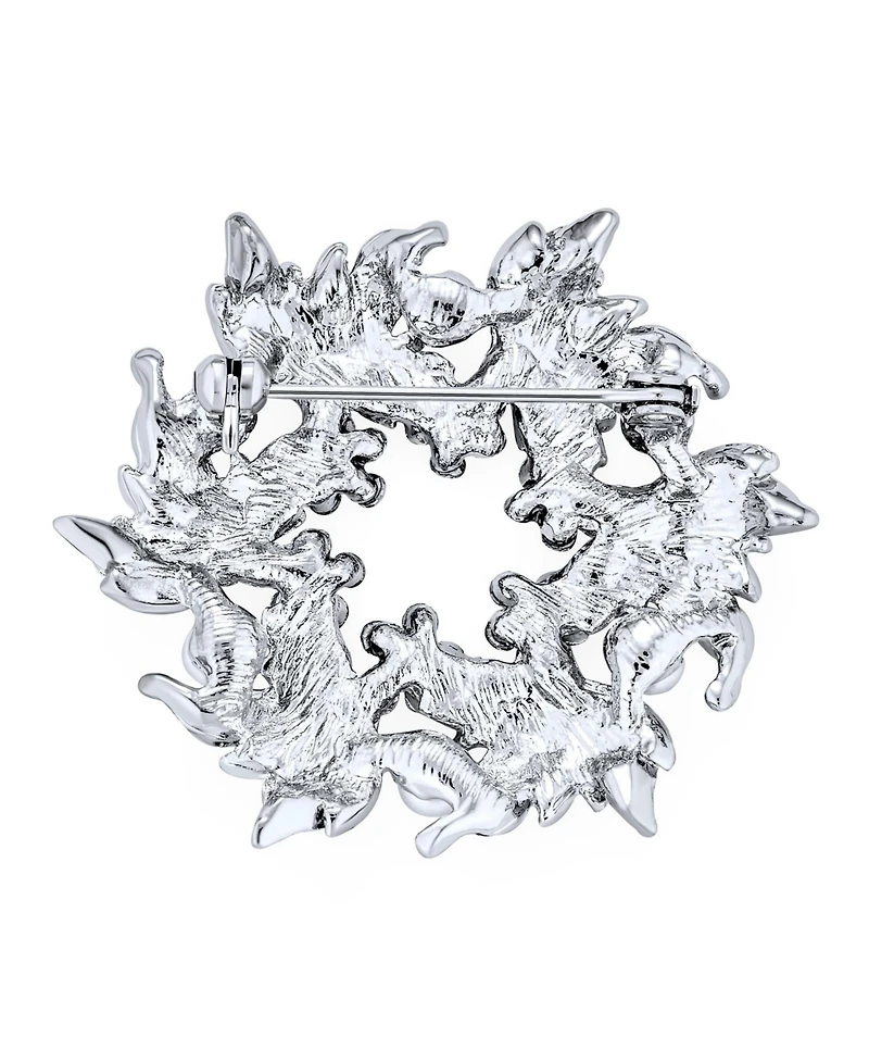 Bling Jewelry Pearl Wreath Circle Statement Brooch Pin Crystal Accent for Lapel and Scarf