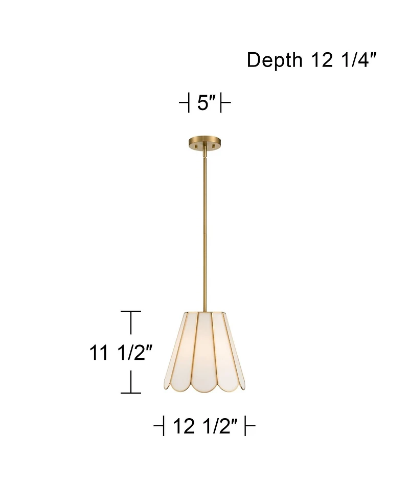 Possini Euro Design Eldridge 12 1/4 Inch Wide Brass and Seashell Mini Pendant Light