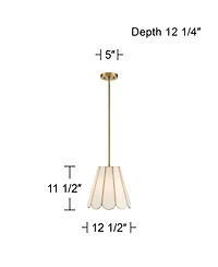 Possini Euro Design Eldridge 12 1/4 Inch Wide Brass and Seashell Mini Pendant Light